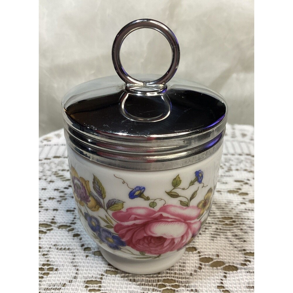 Vintage Royal Worcester King Size Egg Coddler in the Bournemouth Rose Pattern